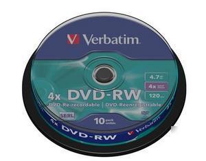 New verbatim 4X speed 4.7GB dvd-rw 10 tub