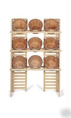 Basket displays hold 9 one peck baskets wooden retial