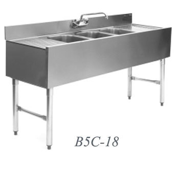 Eagle B6C-4-18 underbar sink, 4 compartments, with 13