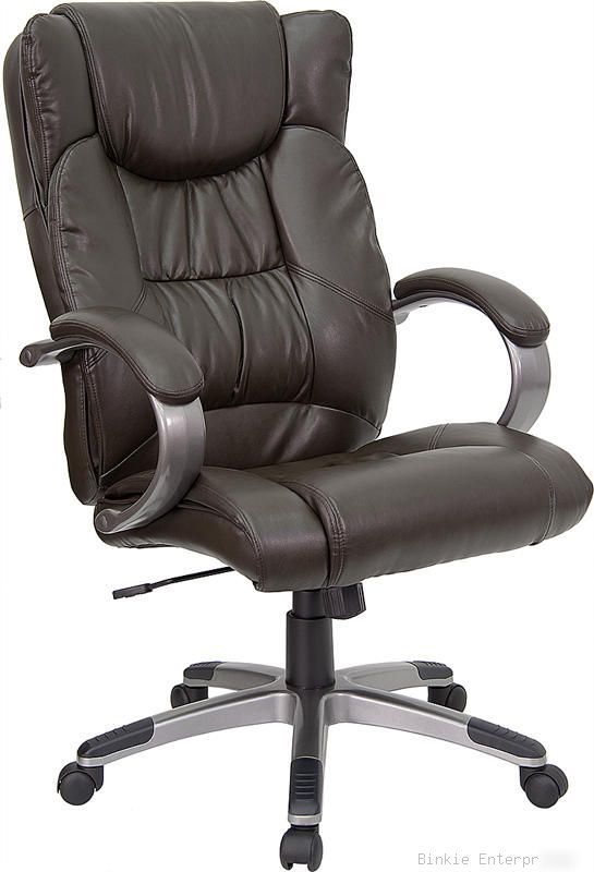 New brown leather high back computer office desk chair 