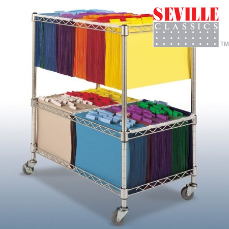 New chrome plate file cart organizer office filing cart