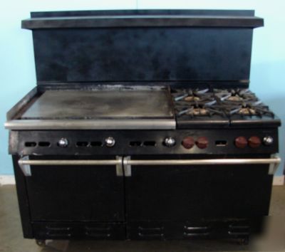 Wolf 4 burner range with griddle, double oven, ng