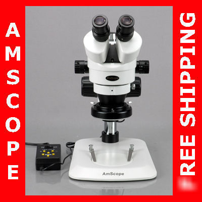 7X-90X stereo zoom microscope + variable 144-led ring