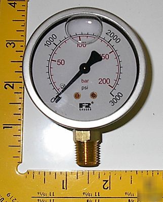 New hydraulic pressure gauge 3000 psi liquid filled