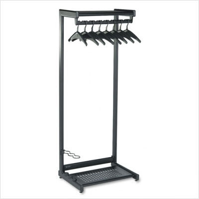 Single-side garment rack with two shelves in black