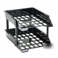 Deflect-o super tray unbreakable trays, black, 2 tra...