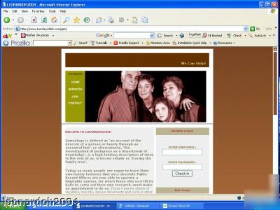 Genealogy website with domain and adsense affiliates