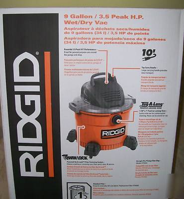 New ridgid vacuum 9 gallon shop vac wet/dry box #WD0975