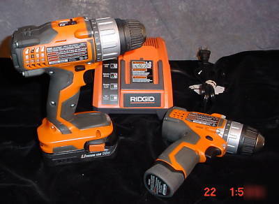 Ridgid drill & driver combo set 18V / 12V charger great