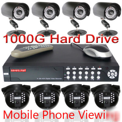 8 channel cctv surveillance system h.264 dvr ir cameras