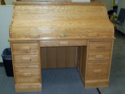 Oak roll top desk-rare & excellent condition