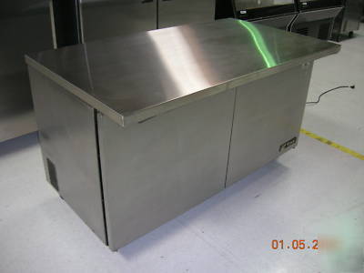 True 5' refrigerated solid top prep table stainless nsf