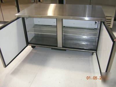 True 5' refrigerated solid top prep table stainless nsf