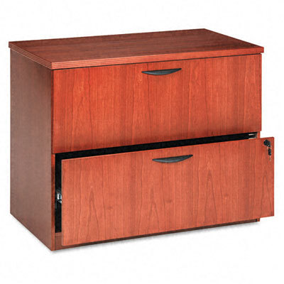 Two-drawer lateral file pedestal bourbon cherry
