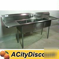 Used restaurant s/s 3 compartment sink w/ dboards