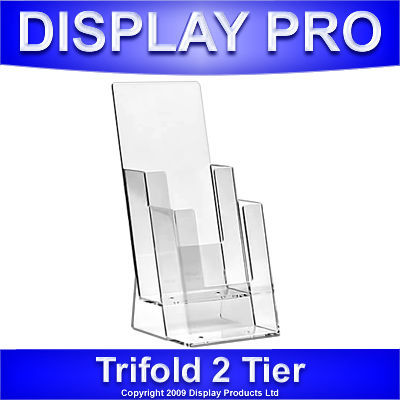 1/3RD A4 trifold 2 bay leaflet holder dispenser display