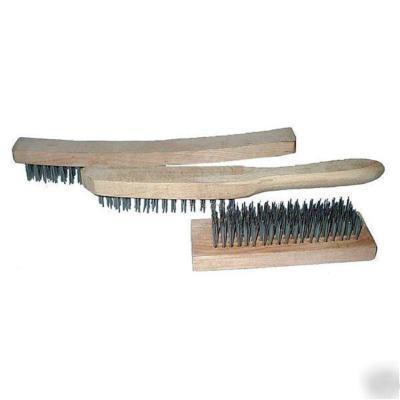 3 piece wire brush set wood handle rust polish strip