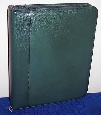 Classic size - green leather franklin planner 7 rings