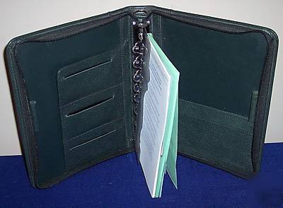 Classic size - green leather franklin planner 7 rings