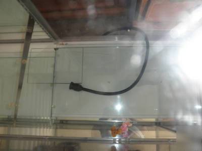 Retail glass display case wired glass shelves mirrored