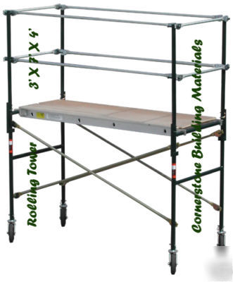 Rolling scaffold 3' x 7' x 4' scaffold rolling tower 