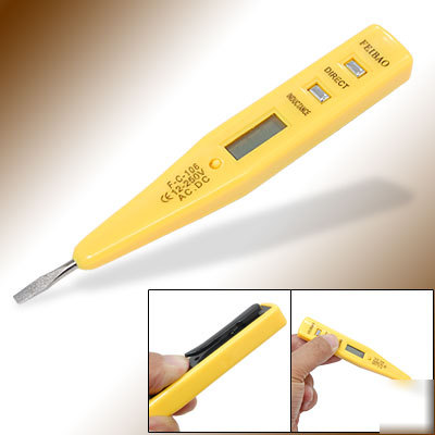Yellow digital lcd ac dc voltage tester detector