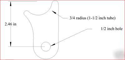 Tab 3/16 mild steel 1/2 hole fits 1-1/2 tube set (4) 