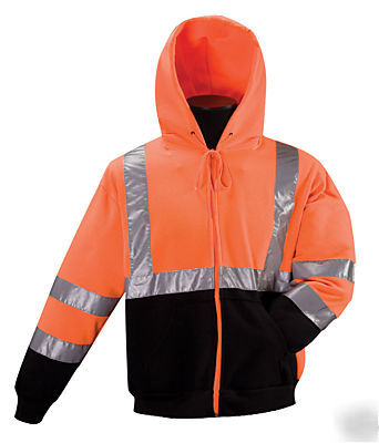Hi-viz kishigo orange/black hooded sweatshirt-3XLG