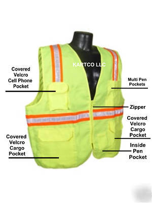 Hi-viz lime solid non-ansi safety vest-lg