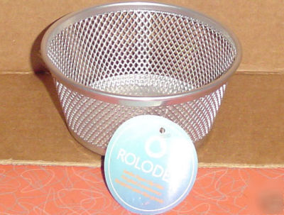 Rolodex jumbo paper clip dish mesh metal pewter 35613