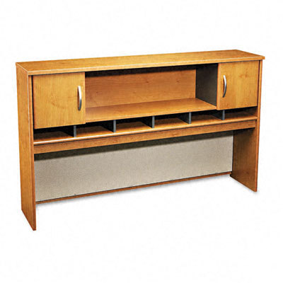 Series c open center hutch with 2 doors natural cherry