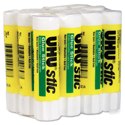 Uhu stic permanent clear app glue stick .29 oz 12/pack