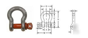 5 hot dip galvanized load rated shackle 3/4 orange pin