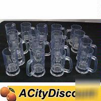 Lot of 17 g.e.t. 12 oz clear plastic beer drink mugs