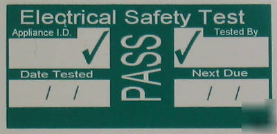 1000 pat test pass labels. dual purpose type. durable.
