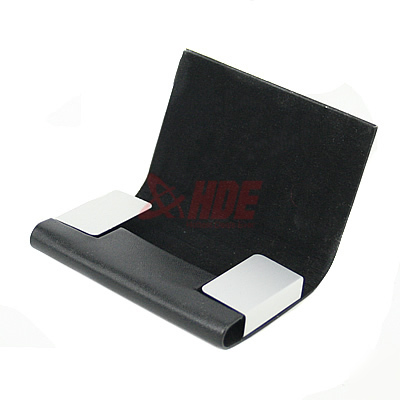 Black business/credit card case metal & faux leather
