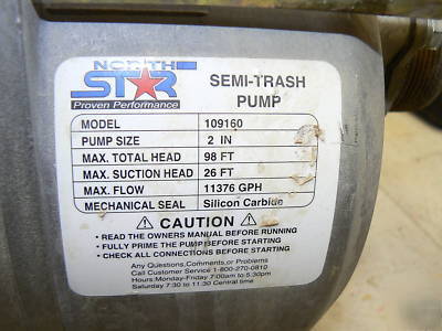 Northstar semi-trash pump â€” 9510 gph, 120CC, 2IN.
