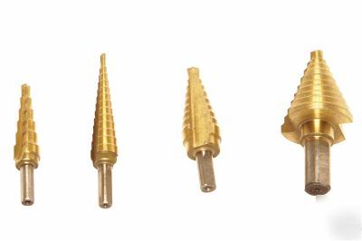 4 pc titanium uni step drill bits set power tools db-4