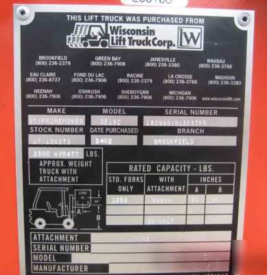 Bt-prime mover-1250 lb capacity fork lift forklift