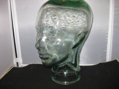 Glass hat display mannequin head - excellent condition 