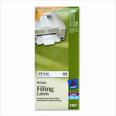 Mini-sheets labels, 3-7/16 x 2/3, white, 300/pack