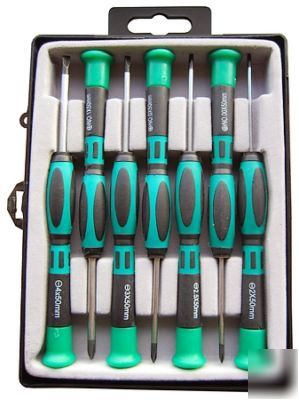 Toolman ergonomic 7PC precision screwdriver set in case