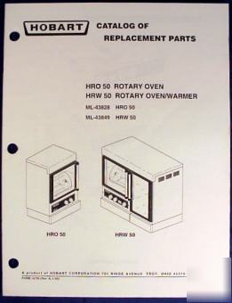 Hobart hro 50/hrw 50 rotary oven/warmer parts catalog
