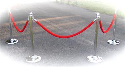 Plastic chrome post & red rope 4 pack kit 