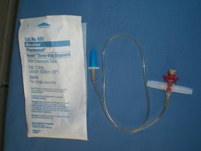  49 baxter iv set extension w/ 3 way stopcock 20 inch