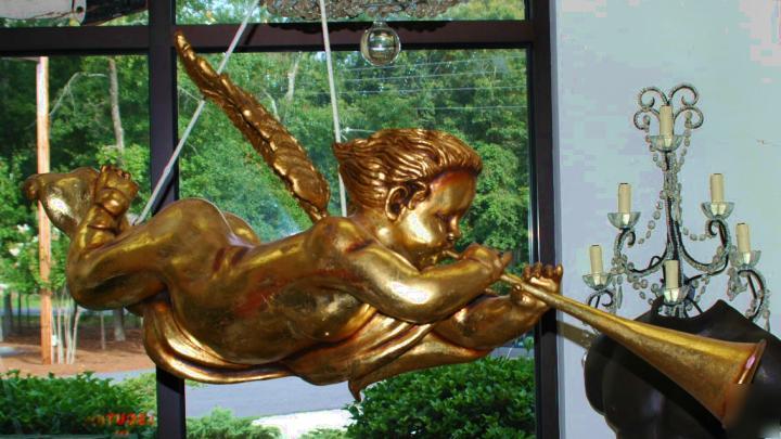 Gold christmas holiday gabriel angel cherub cresh old