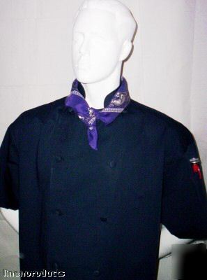 Lot 3 chef coat jacket navy &hat 2X 3X 4X beautiful ss