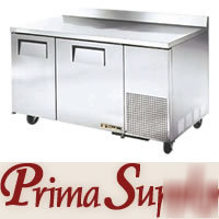 New commercial true 60 in. 2 door deep worktop freezer