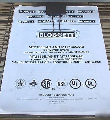 Nice blodgett MT2136G gas double conveyor pizza ovens