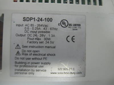 SDP1-24-100 sola power supply dc 24V/1.3A used